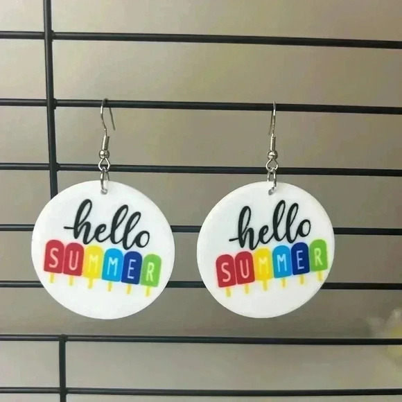 Hello Summer Popsicle Double Sided Dangly Earrings NEW - Picture 1 of 4